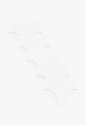 Slip in cotone bianco in confezione da cinque. Presentano un design a vita alta con bordi lisci e un elastico in vita per il massimo comfort.