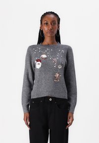 JDY JDYTWINKLE XMAS O NECK PULLOVER - Maglione - medium grey melange