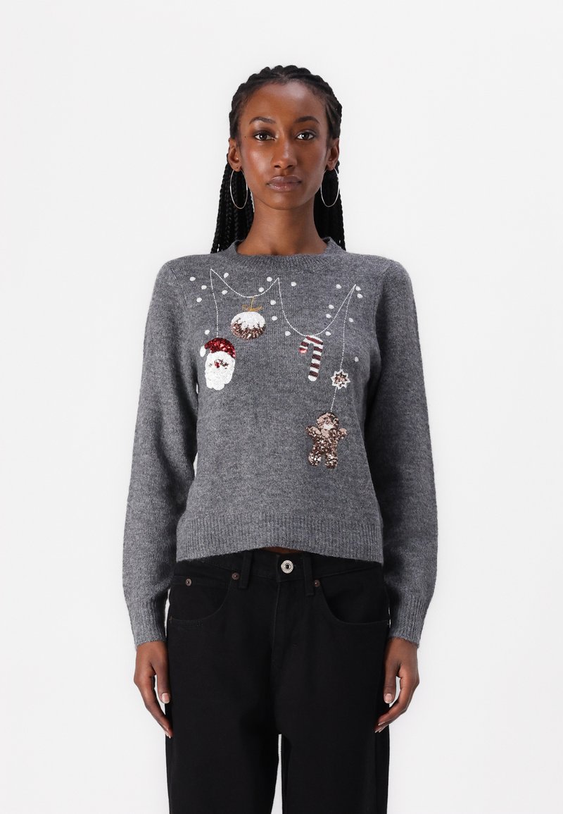 JDY JDYTWINKLE XMAS O NECK PULLOVER - Maglione - medium grey melange