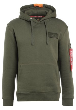 Alpha Industries RED STRIPE HOODY - Džemperis su gobtuvu - dark green