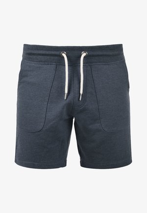 Shorts din bumbac de culoare bleu marin, cu un șnur la talie, dotate cu două buzunare frontale și o textură moale. Design simplu și funcțional, lungime medie până la coapsă.