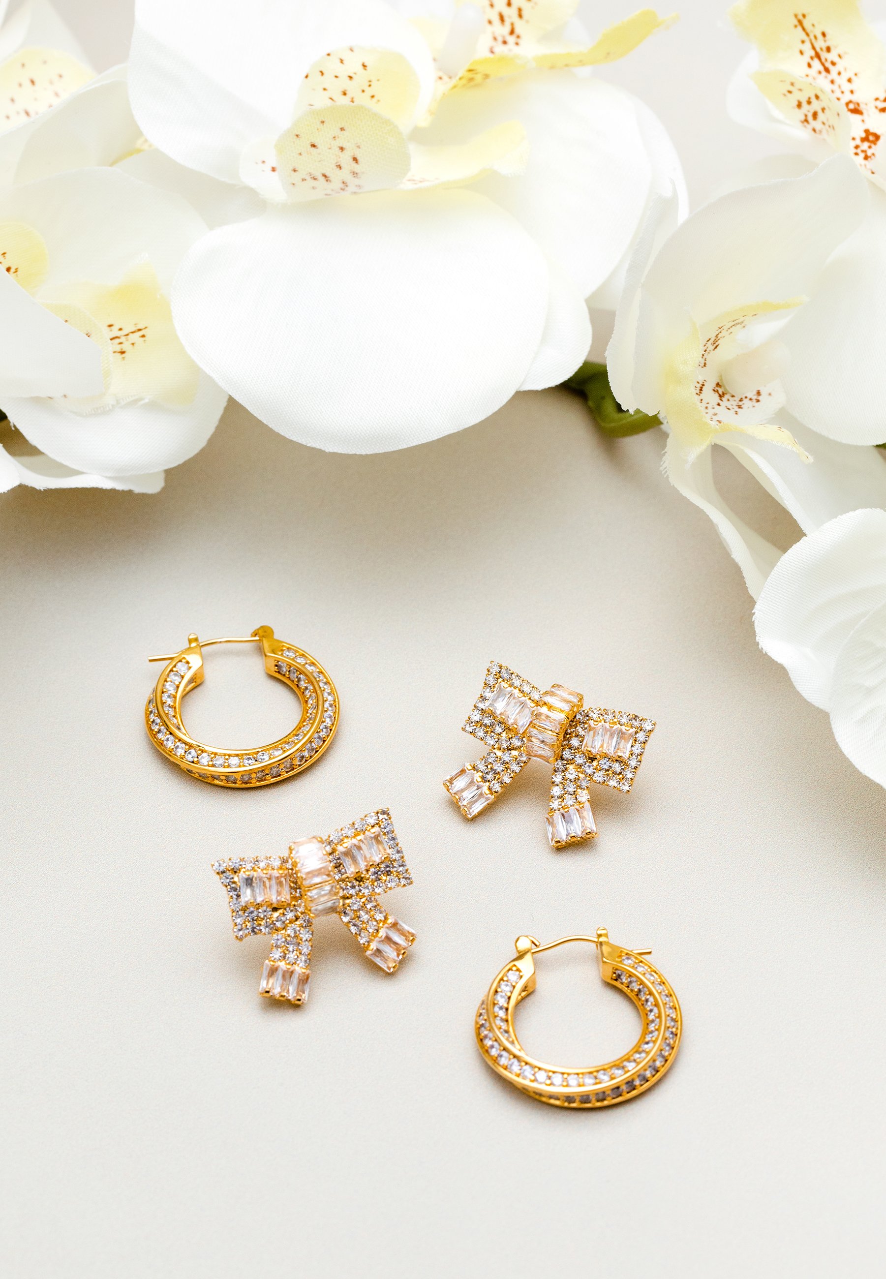 【ORELIA】Pave Intertwined Mid Size Hoops Pave Intertwined Mid Size Hoop Earrings