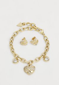 Guess HEART STUDS&CHARM BRACELET SET - Náušnice - yellow gold-coloured
