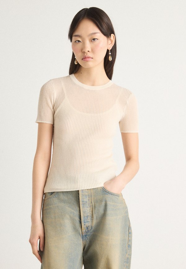 SHEER - Print T-shirt - coconut