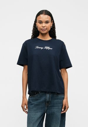 GOLD SCRIPT TEE - Triko s potiskem - dark night navy