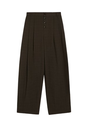 Bershka, SIDE-PLEAT TROUSERS - TROUSERS - Pantalon classique - mottled dark brown