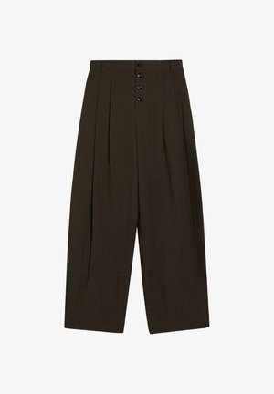 Bershka, SIDE-PLEAT TROUSERS - TROUSERS - Nohavice - mottled dark brown