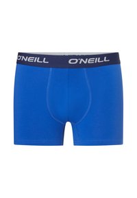 Heren boxershorts in helderblauwe stof met een snug fit. Marineblauwe elastische tailleband met het witte "O'NEILL" logo. Gladde textuur, geen patronen.