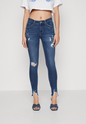 ONLHUSH MID WAIST - Blugi skinny fit - dark blue denim