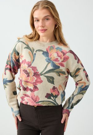 Jimmy Key, FLORAL PATTERN CREW NECK JUMPER - Pullover - ecru