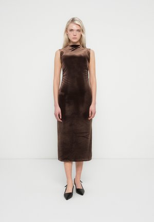 RUCHED MOCK MAXI - Jurk - dark brown