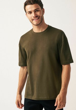 RELAXED FIT HEAVYWEIGHT - T-shirt med print - khaki green