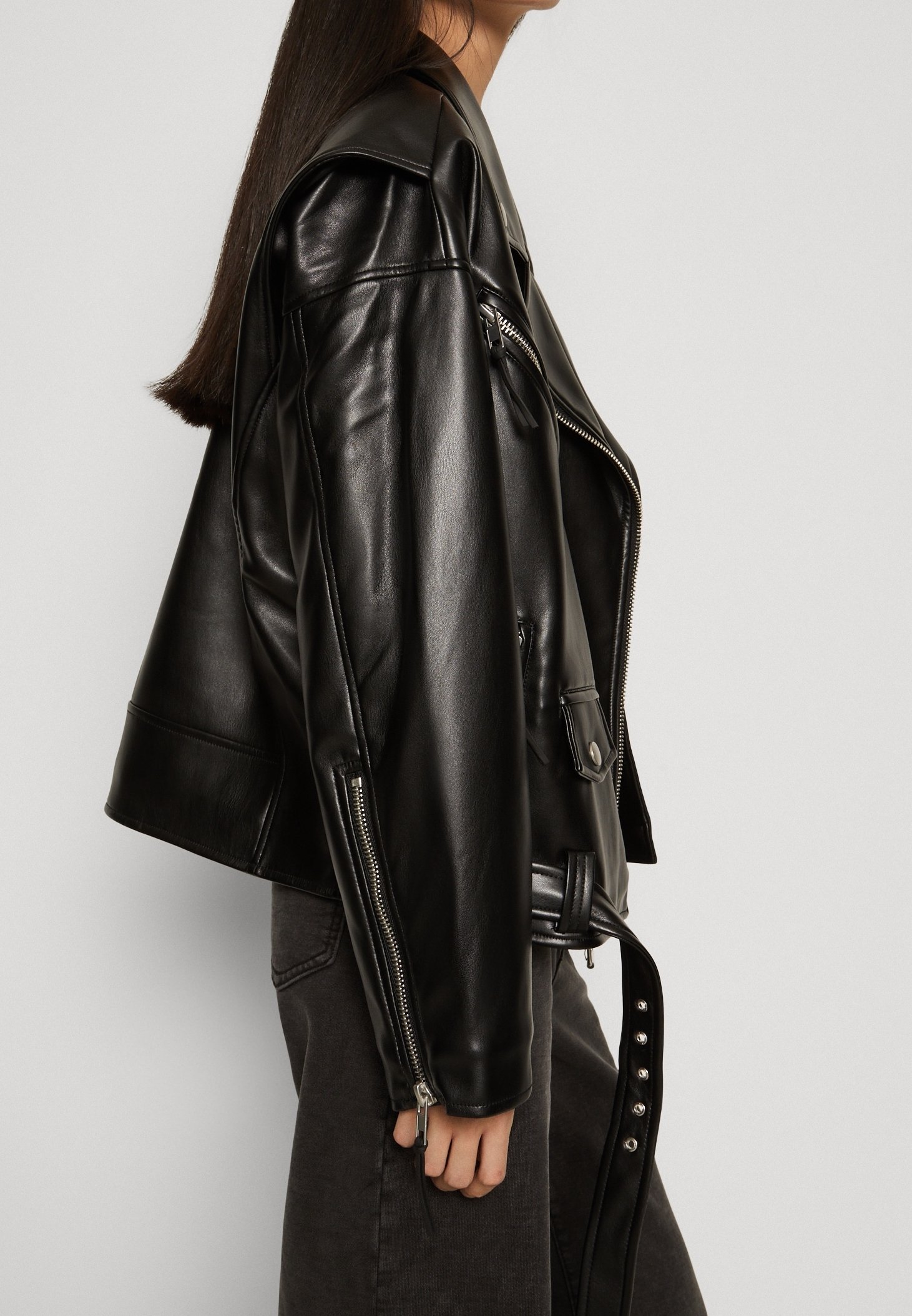 Good American Faux leather jacket - black - (Pre-owned) - Zalando