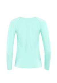 Minttu vihreä pitkähihainen paita, jossa on pyöreä pääntie. Paita on sileä ja raglan-hihainen, ja se on suunniteltu istuvaa siluettia varten.
