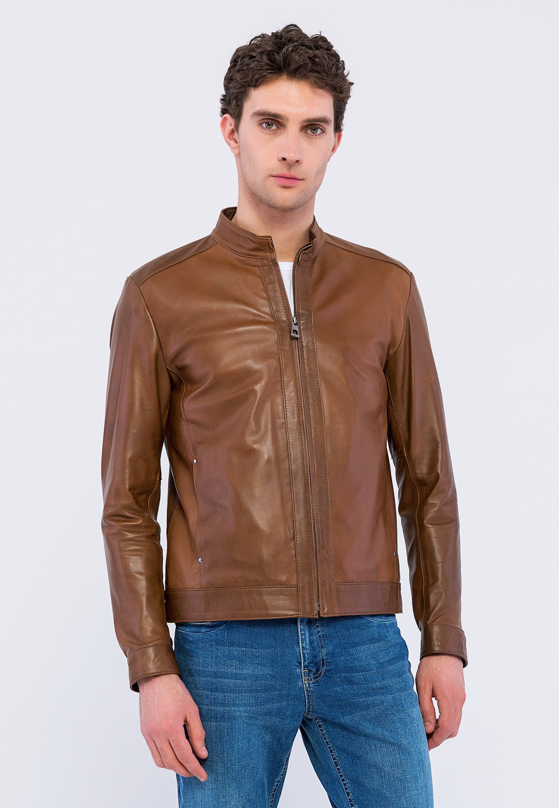 Leather jacket - chestnut 