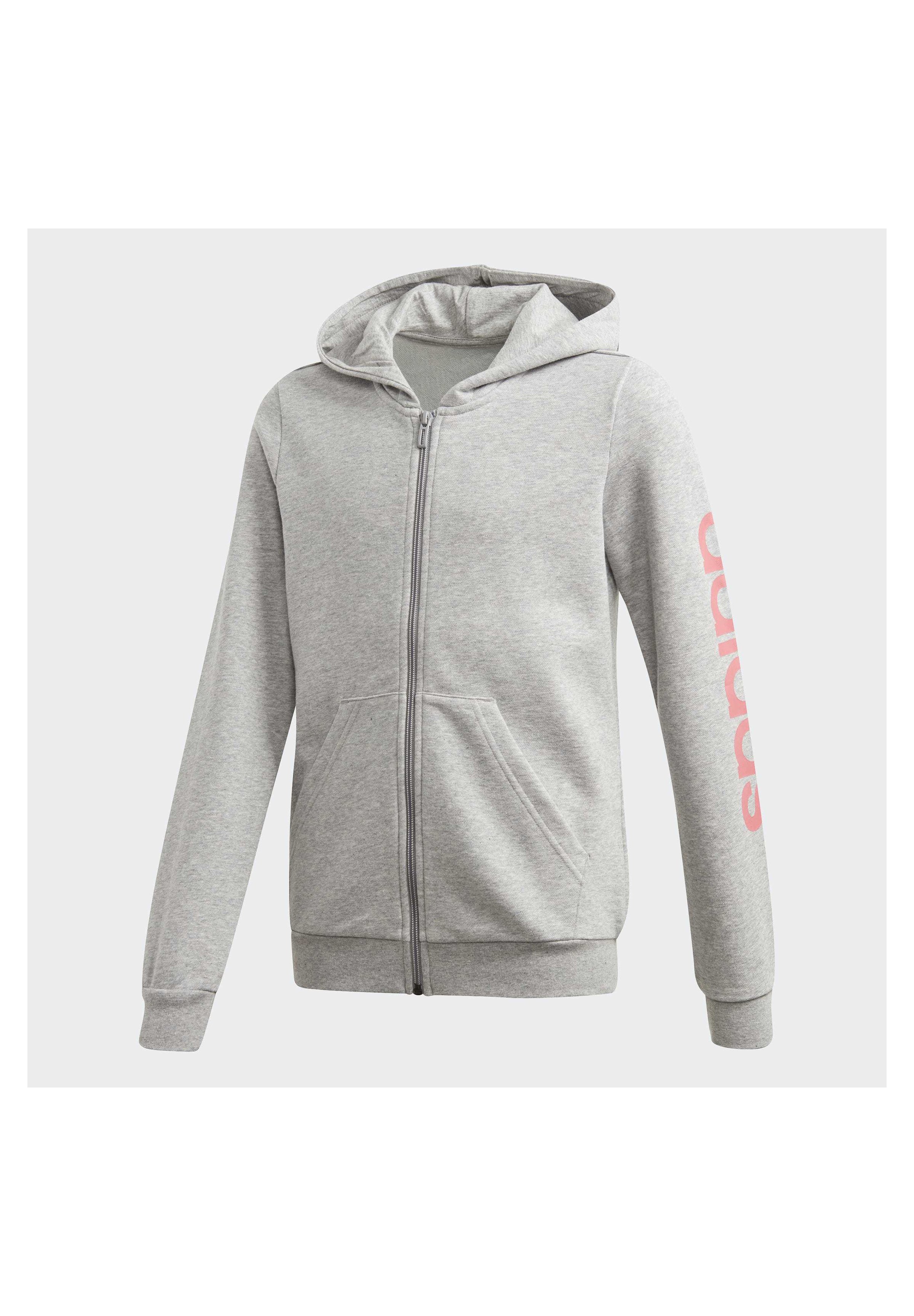 adidas Performance LINEAR HOODIE Sweatjacke grey ADIDAS PERFORMANCE Sweatjacke 'Essentials Linear' in Schwarz