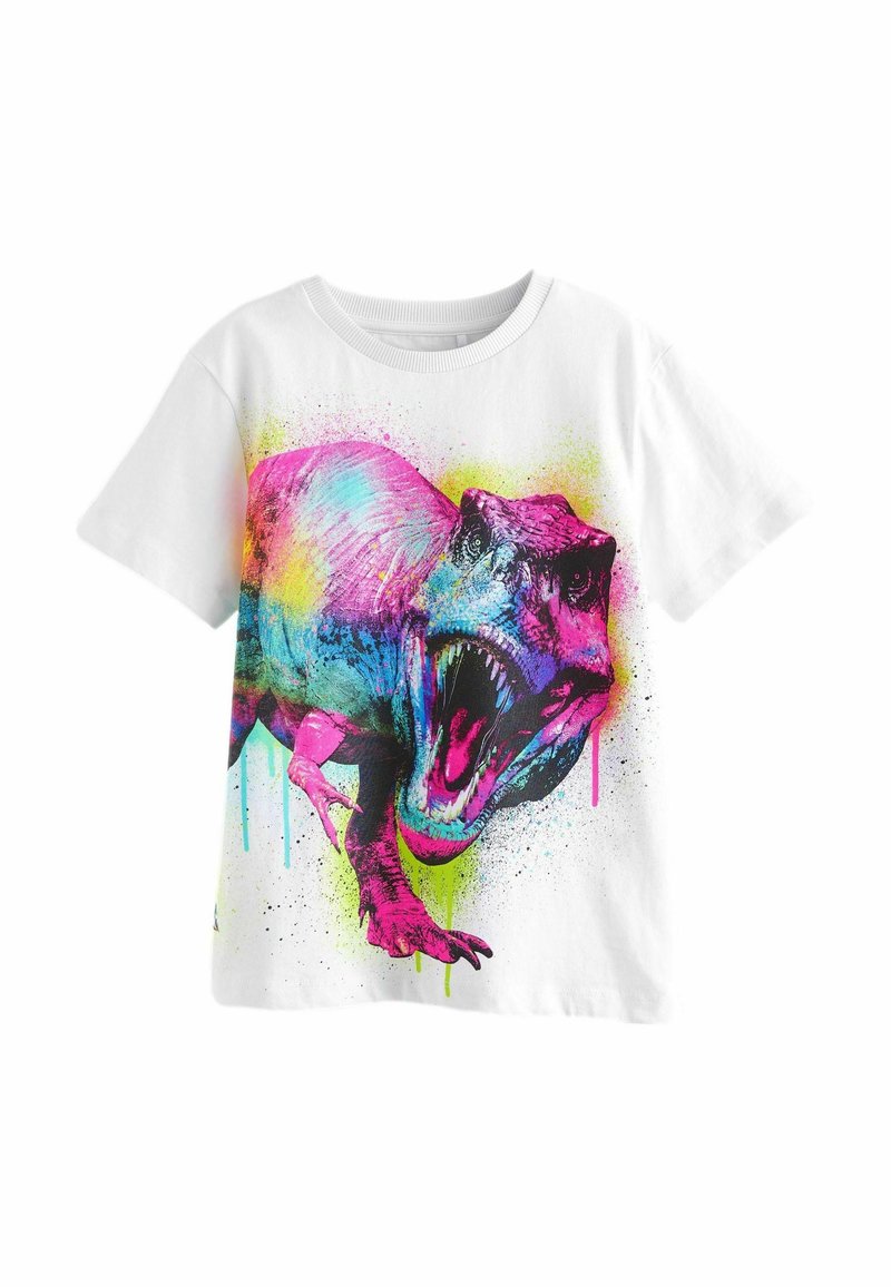 Next SHORT SLEEVE GRAPHIC STANDARD - T-shirt med print - white rainbow dino