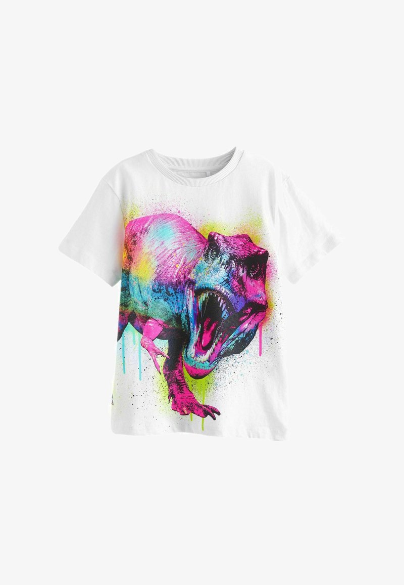 Next SHORT SLEEVE GRAPHIC STANDARD - Triko s potiskem - white rainbow dino