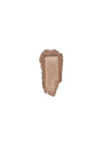 Pressed powder in a warm, muted brown shade, with a soft, smooth texture and a rectangular shape, surrounded by loose powder residue.
