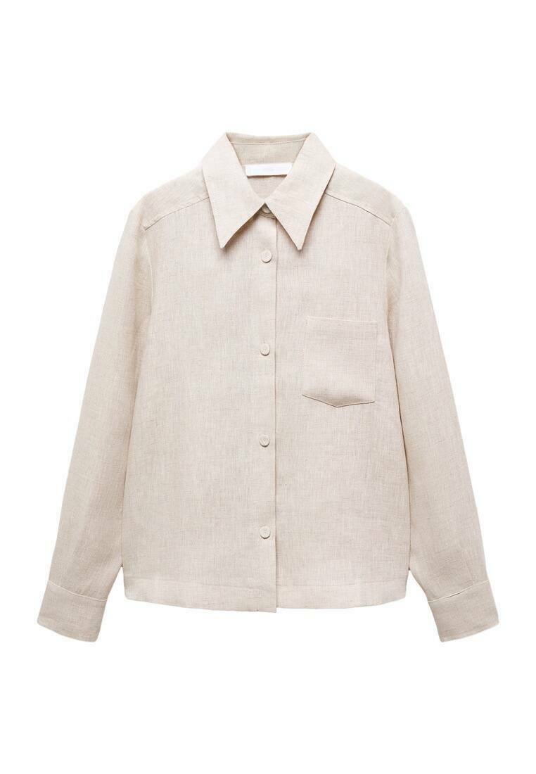 Mango Overhemdblouse zandkleur