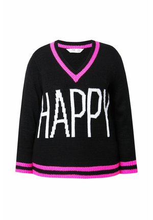 Angel of Style, PULLOVER, STRAIGHT FIT, HAPPY SCHRIFTZUG, LANGARM - Strickpullover - black