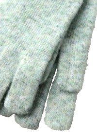 Ljusgröna stickade handskar med en mjuk texturfinish. Har svaga färgvariationer, är fingerlösa och har elastiska ärmar.