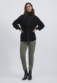 VILA VILIOMY LONG OPEN CARDIGAN - Kardigán - black