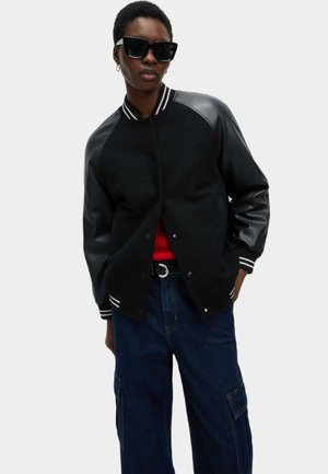 FAUX LEATHER RELAXED COLLEGE - Blouson Bomber - midnight navy