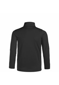 Maglione a manica lunga nero con colletto alto, realizzato in tessuto morbido. Presenta maniche raglan e un design semplice e minimalista.