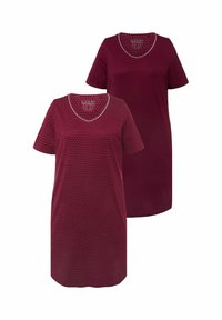 Ulla Popken 2 PACK SHORT SLEEVE-DOT SOLID  - Camisón - wine red