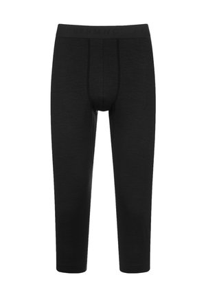 Schwarze Performance-Leggings aus weichem Stoff, mit einem breiten Bund mit eingeprägtem Logo und einem figurschmeichelnden Design mit Nähten.