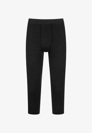 Schwarze Performance-Leggings aus weichem Stoff, mit einem breiten Bund mit eingeprägtem Logo und einem figurschmeichelnden Design mit Nähten.