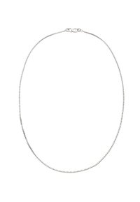 Sølvcirkelsmykke med et fladt, afrundet design. Har fine led og en sikker lukning, der fremhæver en glat metallisk tekstur.