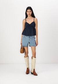 Hollister Co. Easy Babydoll Top - Linne - navy