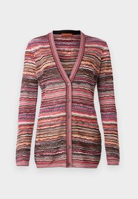 BUTTONED CARDIGAN - Cardigan - brown/black/red/orange