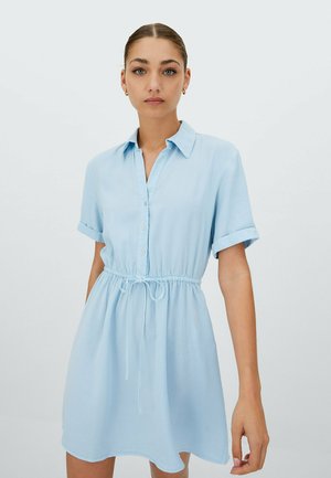MIT KURZEN ÄRMELN - Shirt dress - neon blue