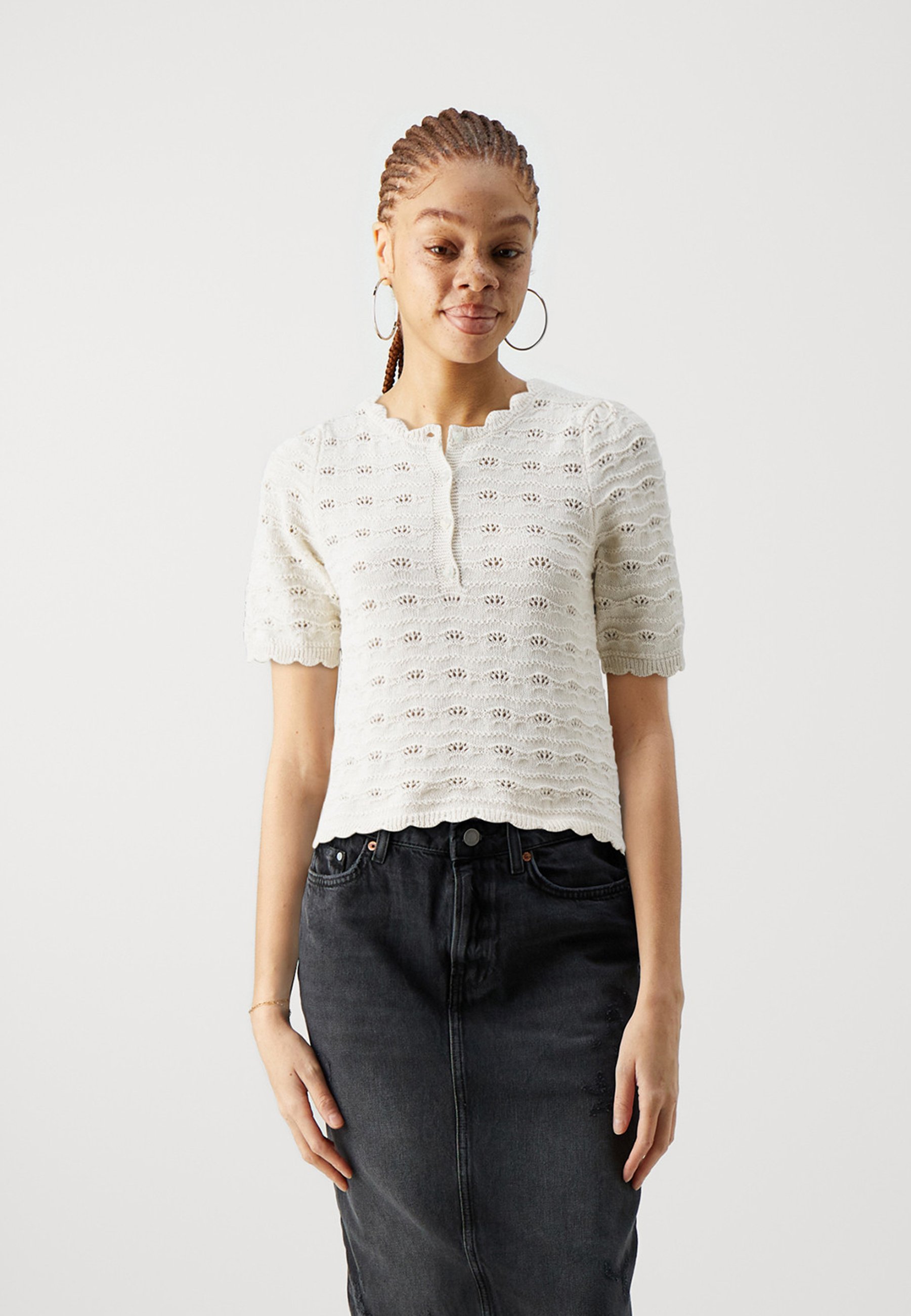Vero Moda VMMINNA O NECK - T-Shirt print - birch/offwhite - Zalando.de