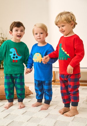 Next, CHECK 3 PACK - REGULAR FIT SET - Nattøj sæt - red blue green check dinosaur