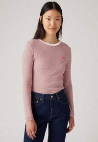 Levi's® ESSENTIAL TEE - Top dugih rukava - turmeric stripe flame scarlet