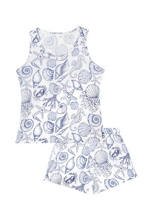 Yamamay, CORAL REEF - PAJAMAS SET - Nattøj sæt - white/blue with print
