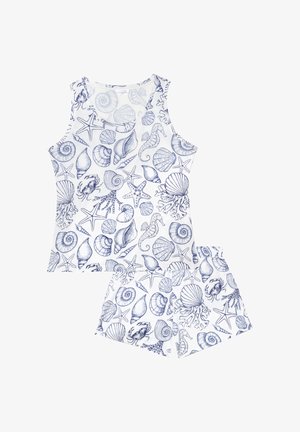Yamamay, CORAL REEF - PAJAMAS SET - Nattøj sæt - white/blue with print