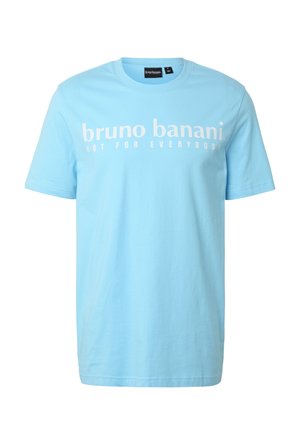 Hellblaues T-Shirt mit kurzen Ärmeln, weißem "bruno banani NOT FOR EVERYBODY" Schriftzug auf der Brust und rundem Halsausschnitt.