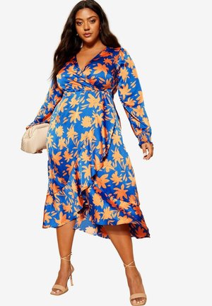 SATIN RUFFLE WRAP  - Dienas kleita - blue