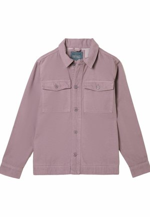 Jachetă mov deschis cu mâneci lungi, două buzunare frontale la piept, închidere cu nasturi și guler clasic. Confecționată dintr-un material durabil.