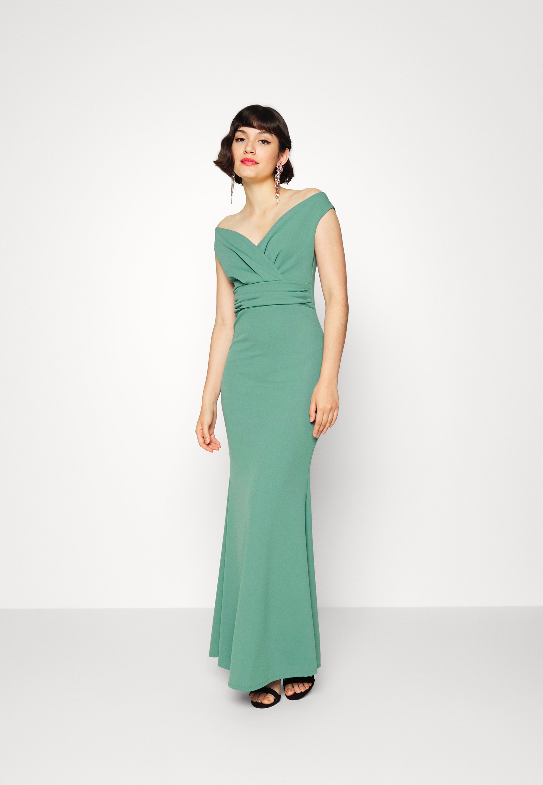 Wal G. Andrew Off Shoulder Maxi Dress Occasion Wear Sage Green, Women's, Size: 12, Light Green