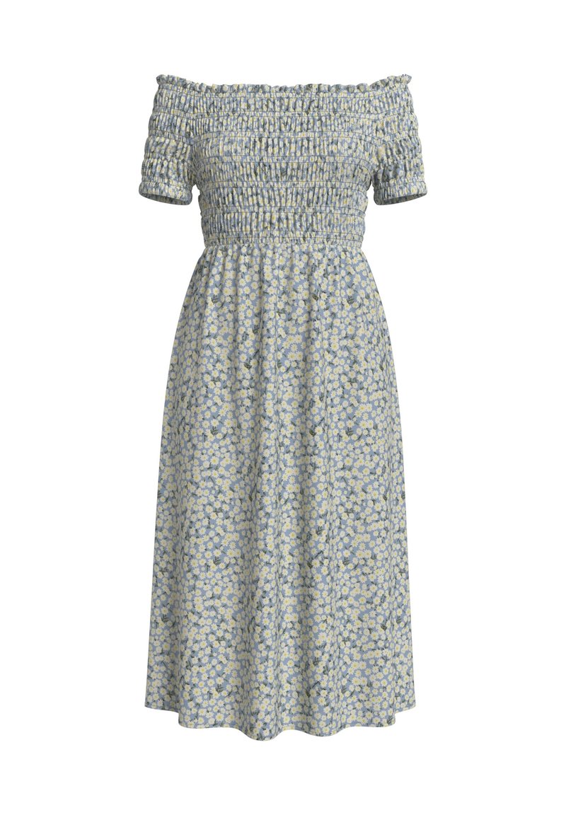 VILA OFF SHOULDER MIDI SMOCK - Kjole - blau