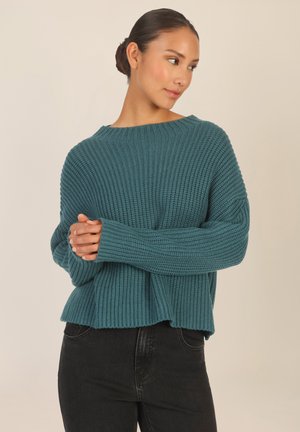 OVERSIZED - Striktrøje - dunkelgrün