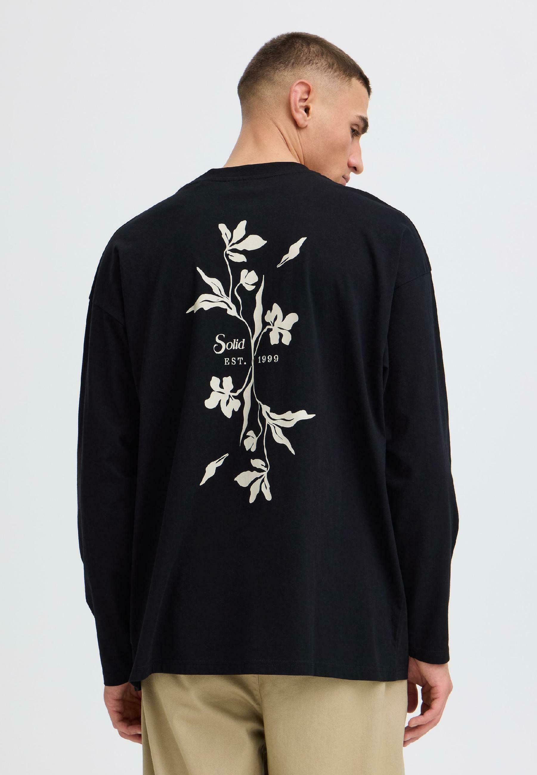 Solid SDAMON BACKPRINT OVERSIZED - Long sleeved top - true black