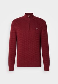 TEXTURED HALF ZIP - Strikkegenser - plumped red