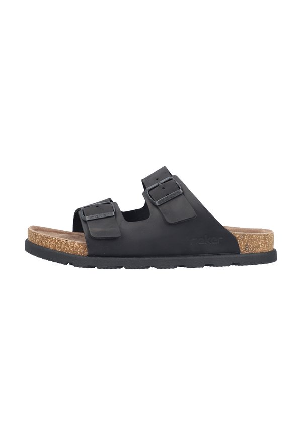 Pantolette flach - schwarz